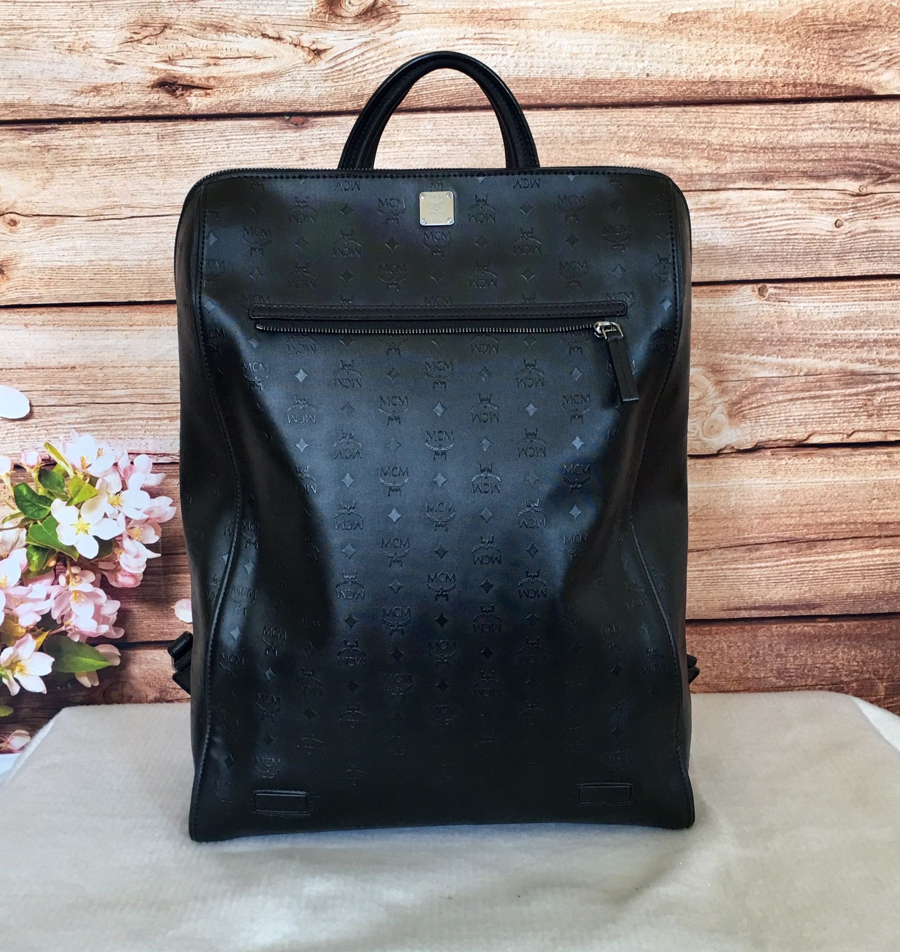 MCM Black Backpack with Removable Pouch