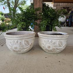 Sunflower White Clay Pots (Planters) Plants. Pottery, Talavera $45 cada una.