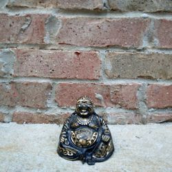 Vintage Small Etched Brass Sitting Buddha Figurine 