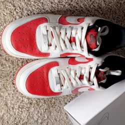 Nike Air Force 1 (White And Red) Size 10