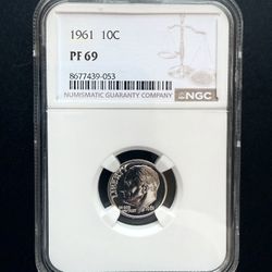 1961 Roosevelt Dime Proof 69 NGC Certified 