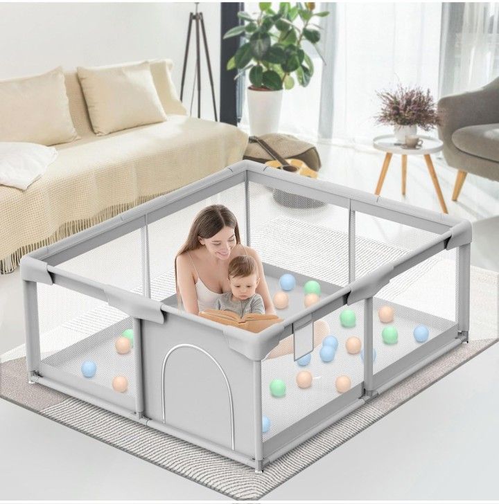 Baby Playpen Baby Playard, Play Pen for Babies and Toddlers with Gate, 50x50 Fence