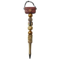 Fashion Fancy Bling Custom Beaded Ballpoint Twist Pen Gold Brown