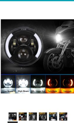 7” inch round headlight black housing with Drl turn signals left and right