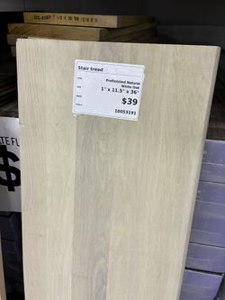 Prefinished Natural White Oak Stair Tread 1" x 11.5" x 36"
