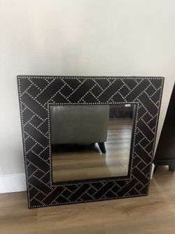 Mirror with Studded Faux Leather Boarder PRICE Drop