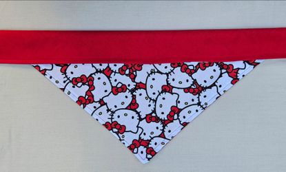 Handmade Hello Kitty Pet Bandana Tie Knot SM/MED 24"Top Edge