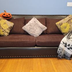 Leather/Fabric Sofa