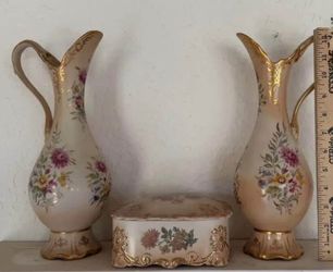Eton China Hand Decorated Vases and Trinket