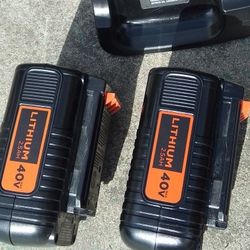40v Lithium Batteries And Charger Lot