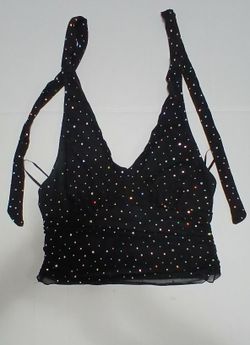Shein Rhinestone Mesh Crop Top Size 0XL