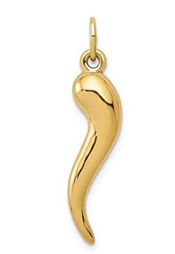 14k Yellow Gold 3D Italian Horn Pendant