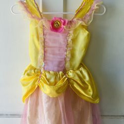  Belle Costume Beauty The Beast Dress Kid Size 5/6 Yellow Gown Great Condition 