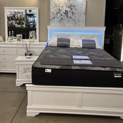 Queen Bedframe, Dresser, Mirror And Nightstand 