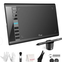 10 x 6 inch Large Drawing Tablet with 8 Hot Keys, Passive Stylus


