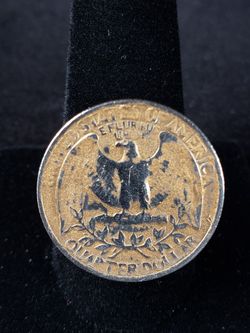$10. Handmade 1985 soldered Liberty Quarter Dollar Ring . Size 10.