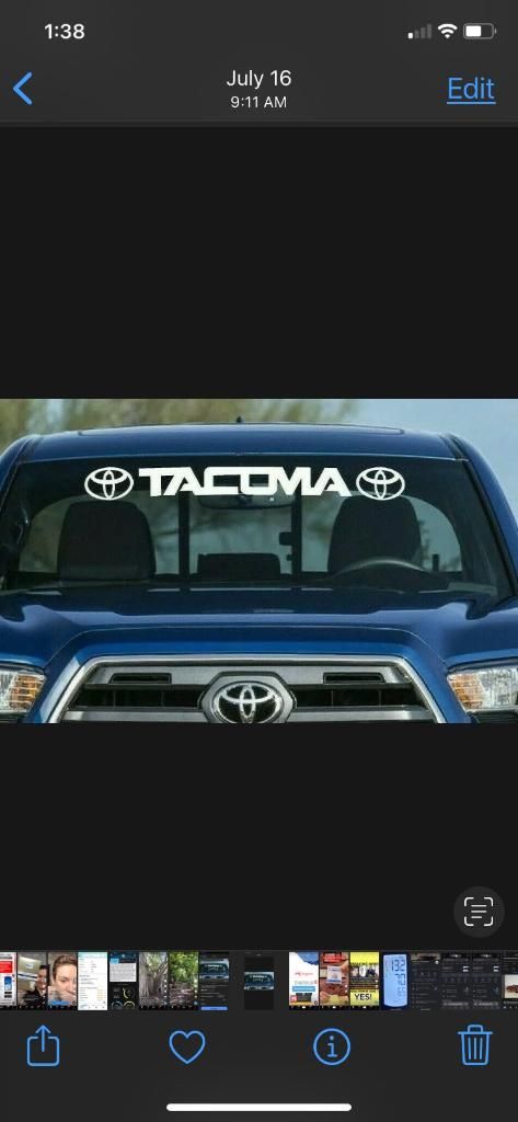 TOYOTA TACOMA FRONT WINDSHIELD DECAL