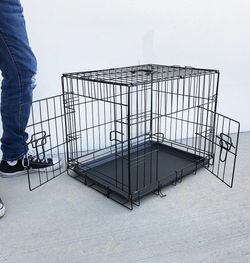 Brand New $30 Folding 24” Dog Cage 2-Door Folding Pet Crate Kennel w/ Tray 24”x17”x19”