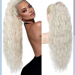 REECHO Ponytail Extension 30" Long Claw Clip Ponytail Extension for Women Curly Pony Tails Hair Extensions Clip in Synthetic Hairpiece for Women, Plat