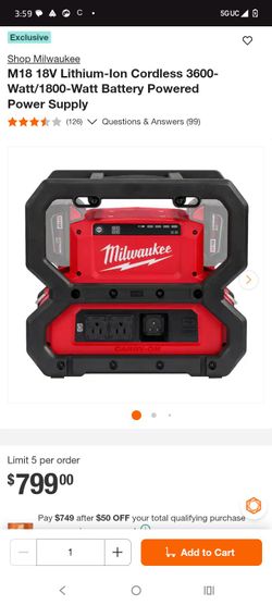Milwaukee 3800 eletric generator