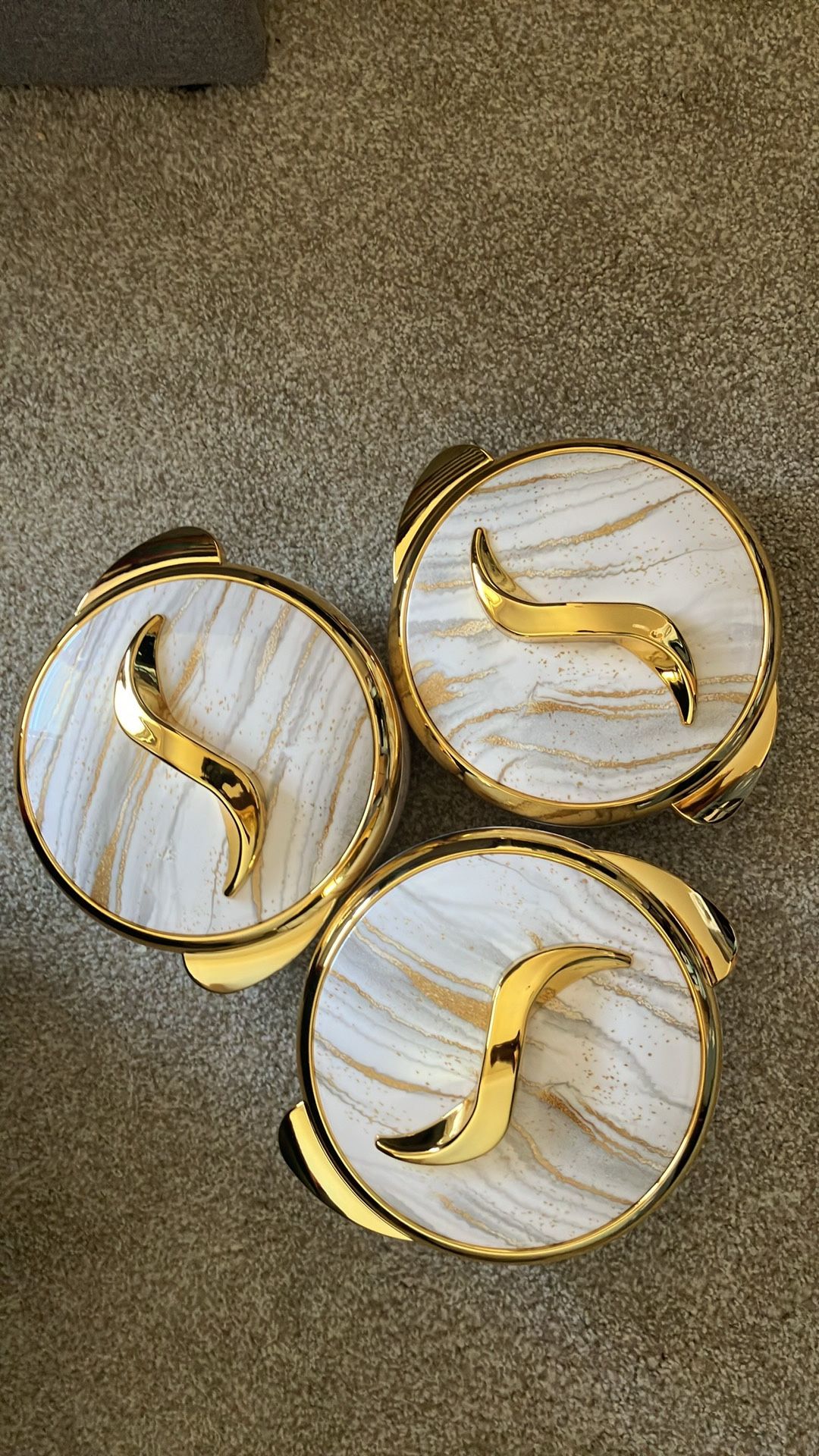 3 Sets Of Marble Food Warmers