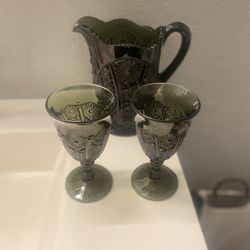 Antique Tiara Black Monarch Glass Set