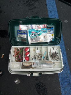 Saltwater Fishing And Tackle Box With New Lures 