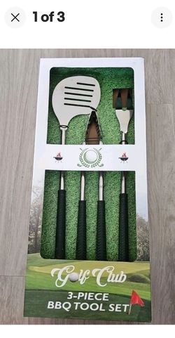 Golf Club 3-Piece Barbecue BBQ Tool Set Included:  Spatula Tong Fork