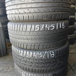 4 Used 215 / 45 / 18 With 80% Of Tread Or Life