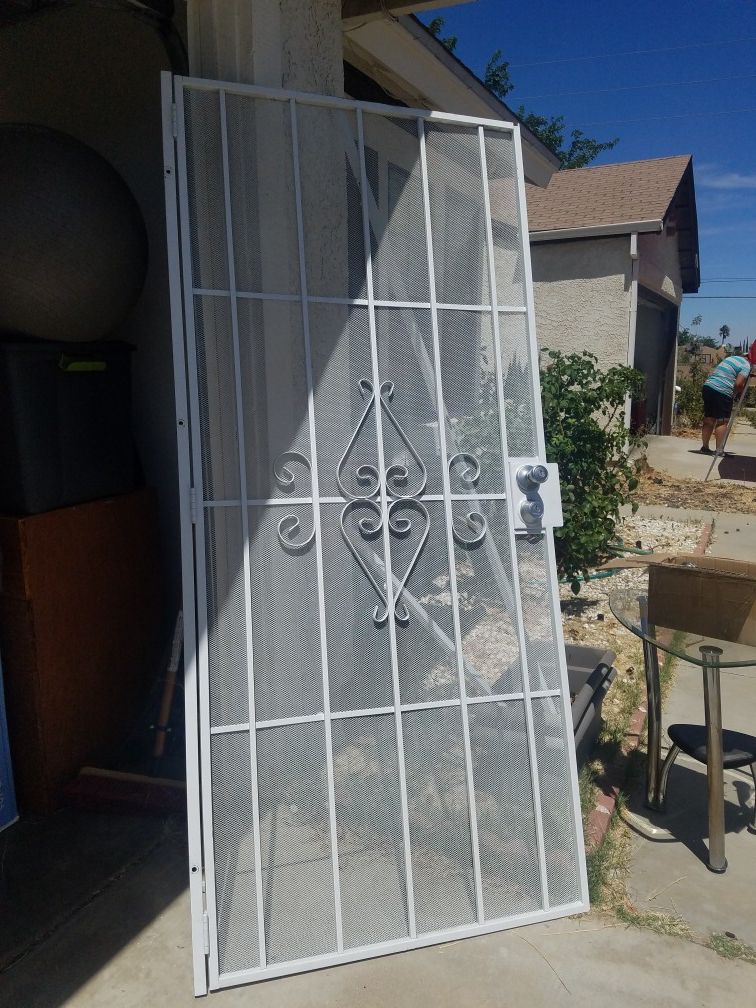 Metal white security screen door