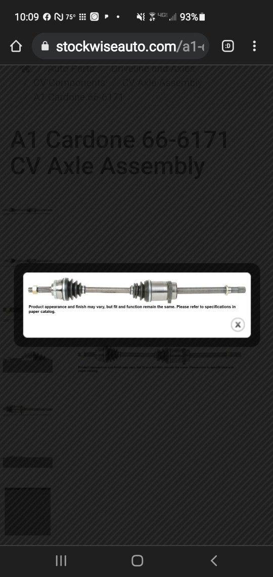 Cv axle passenger side
