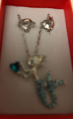 Any Occasion! Mermaid With Two Dolphin Earrings To Match