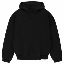 fear of god essentials pullover chest logo hoodie black Size Large