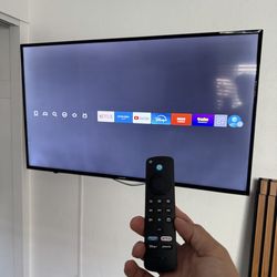 49 inch TV with mount and streaming stick/remote
