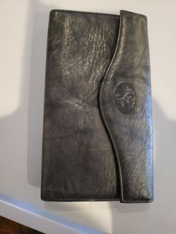 👛 Vintage Buxton Black Top Grain Cowhide Leather Wallet w/ Kiss-Lock Coin Purse