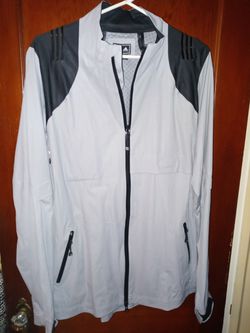 Adidas windbreaker waterproof jacket grey and black size Large $35