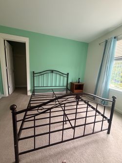 Black Metal Bed Frame with Headboard and Footboard