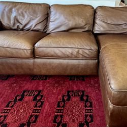 Small Natuzzi Editions Brown Leather Right Facing Sectional