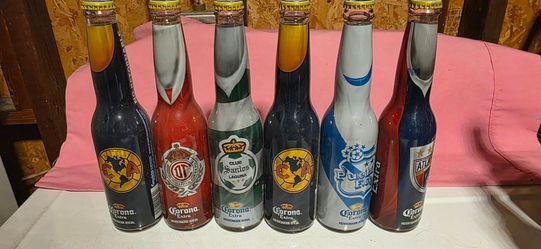 12 GLASS BOTTLES CORONA BEER MEXICAN SOCCER LEAGUE TEAM LIGA MEXICANA