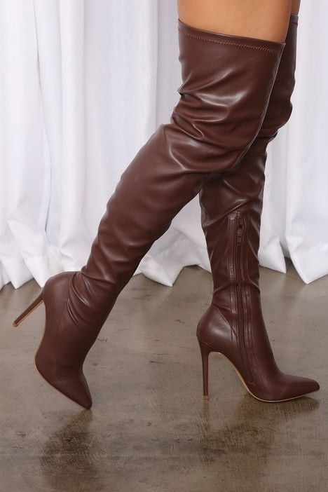 FASHIONNOVA Brown Thigh-High Boots *New in Box*