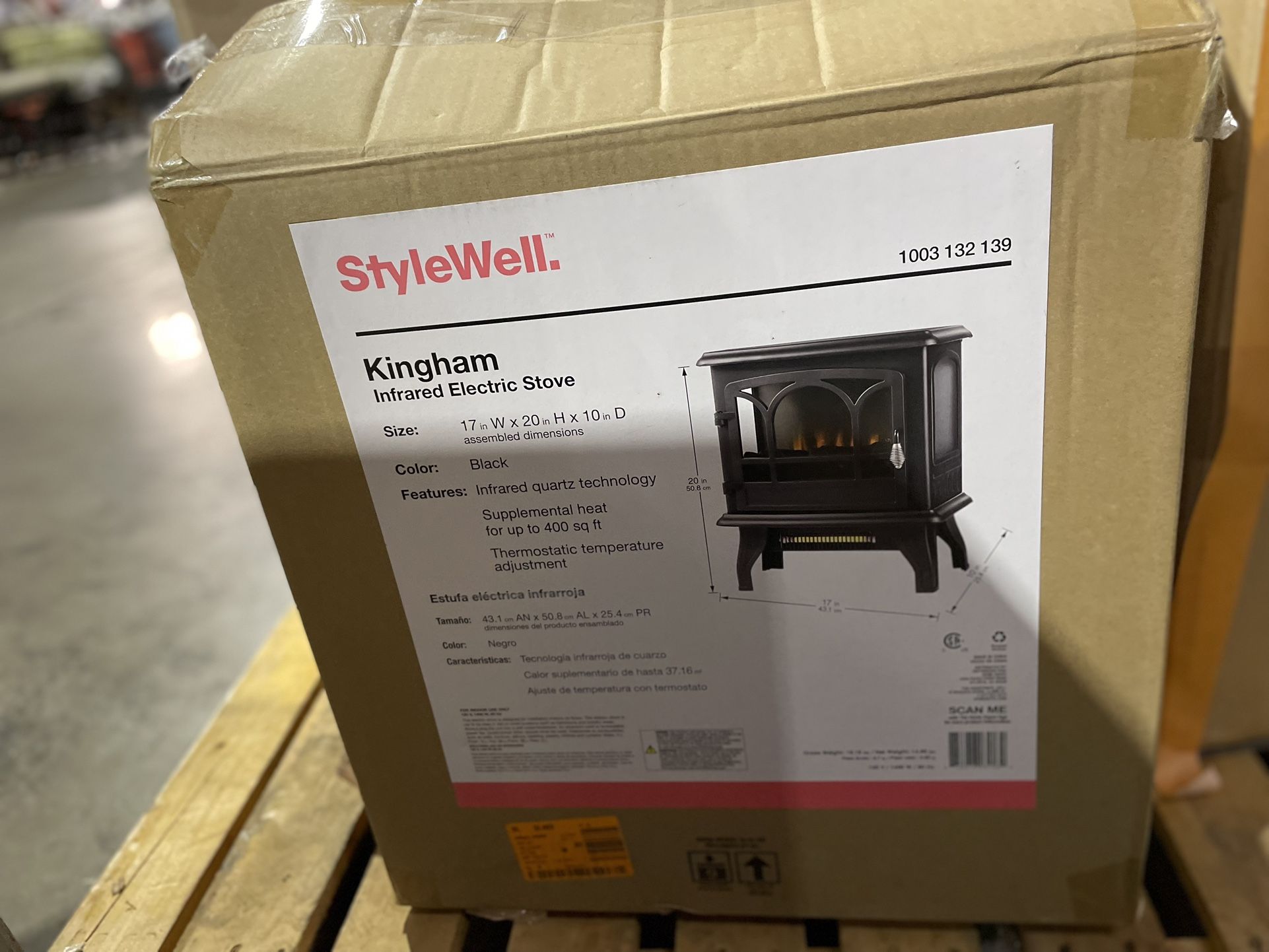 Kingham 400 sq. ft. Panoramic Infrared Electric Stove in Black with Electronic Thermostat