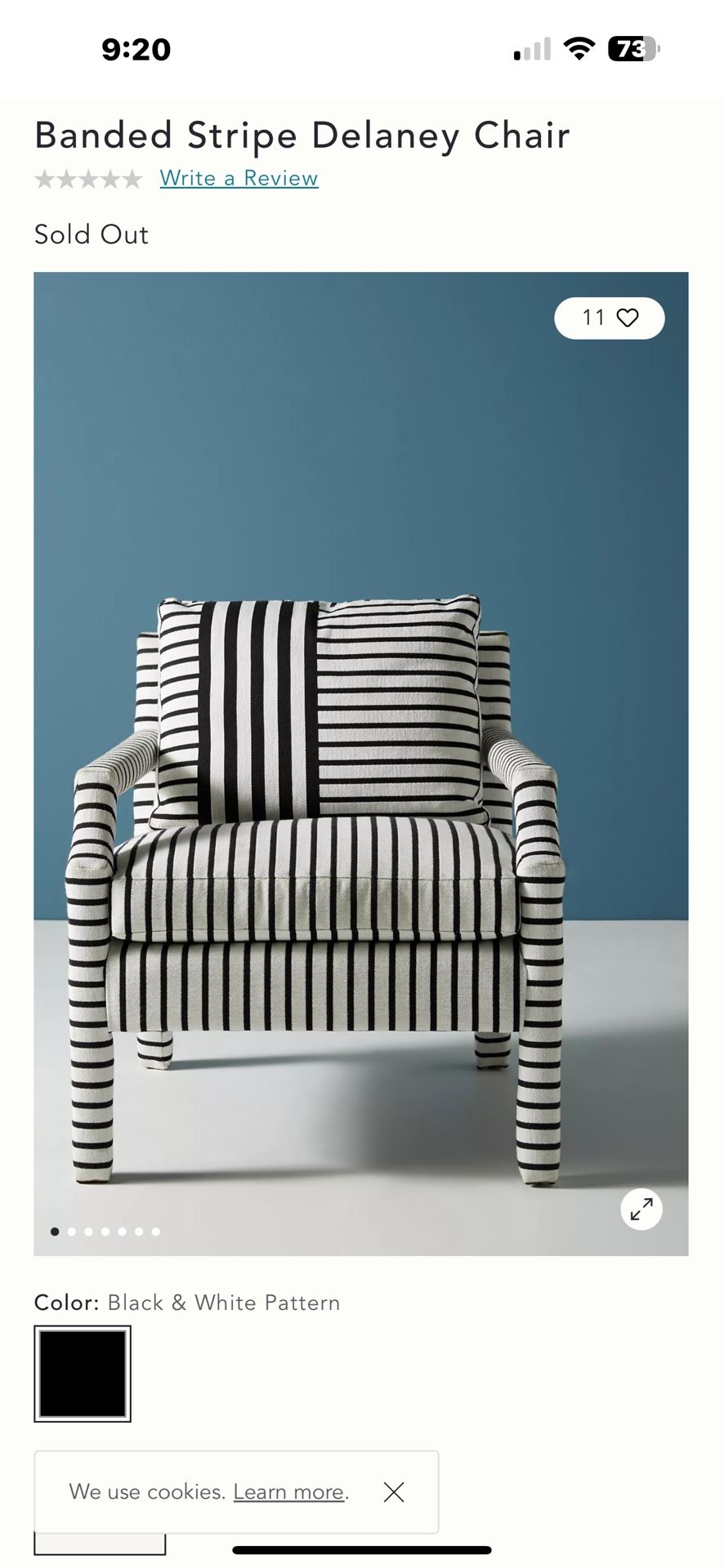 Anthropologie Banded Stripe Delaney Chair 