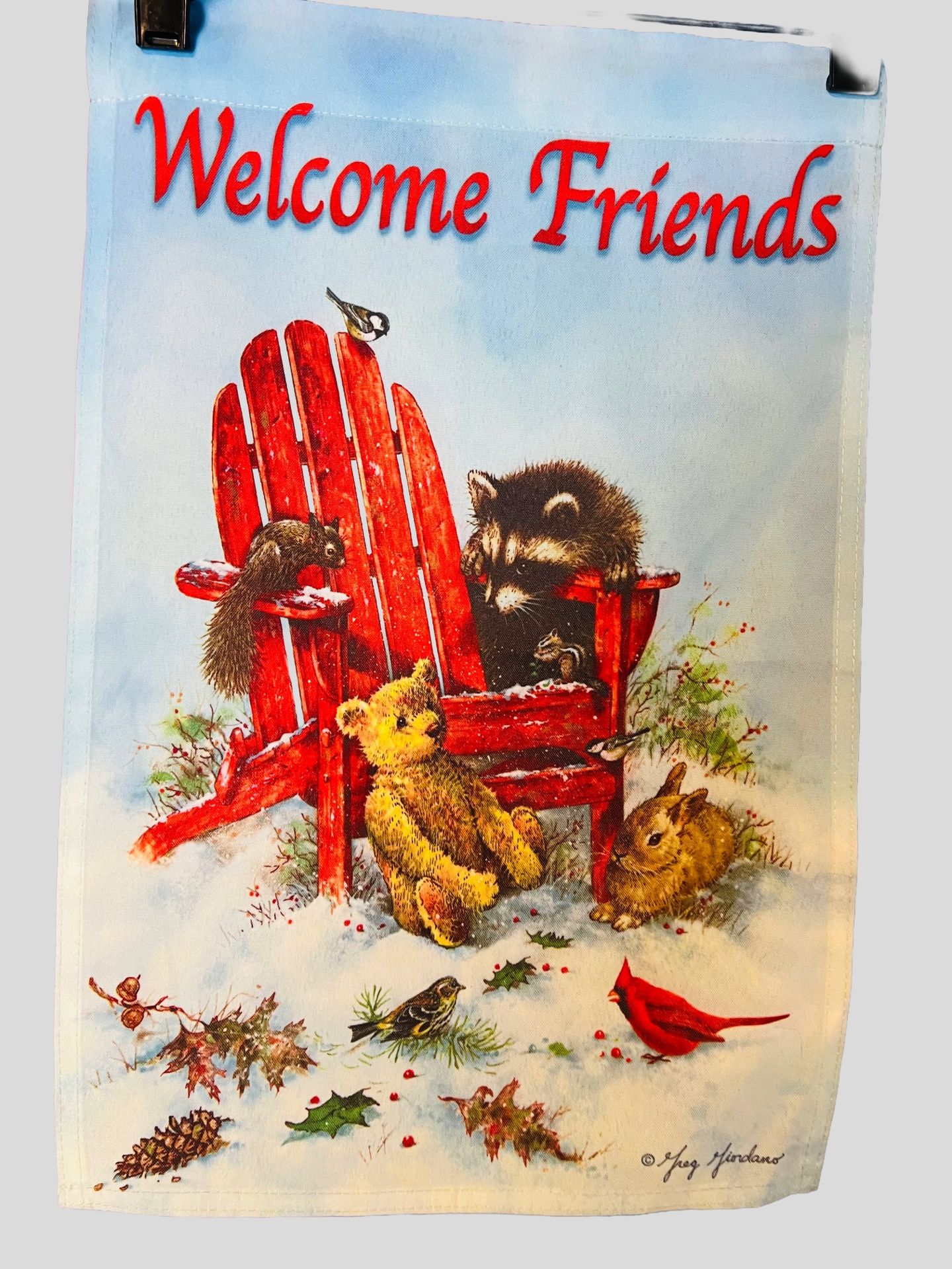 Greg Giordano Welcome Friends Outdoor Winter Flag