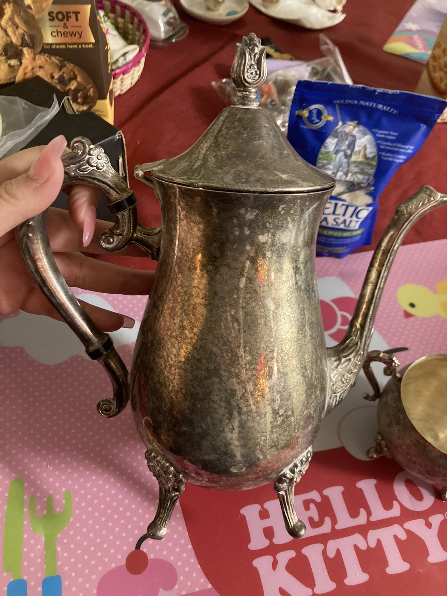 Vintage Leonard Silver Plated Tea Pot And Sugar Cup