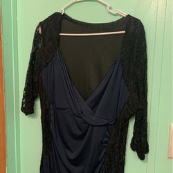Size 16 Lace Mid Sleeve Navy Blue Dress