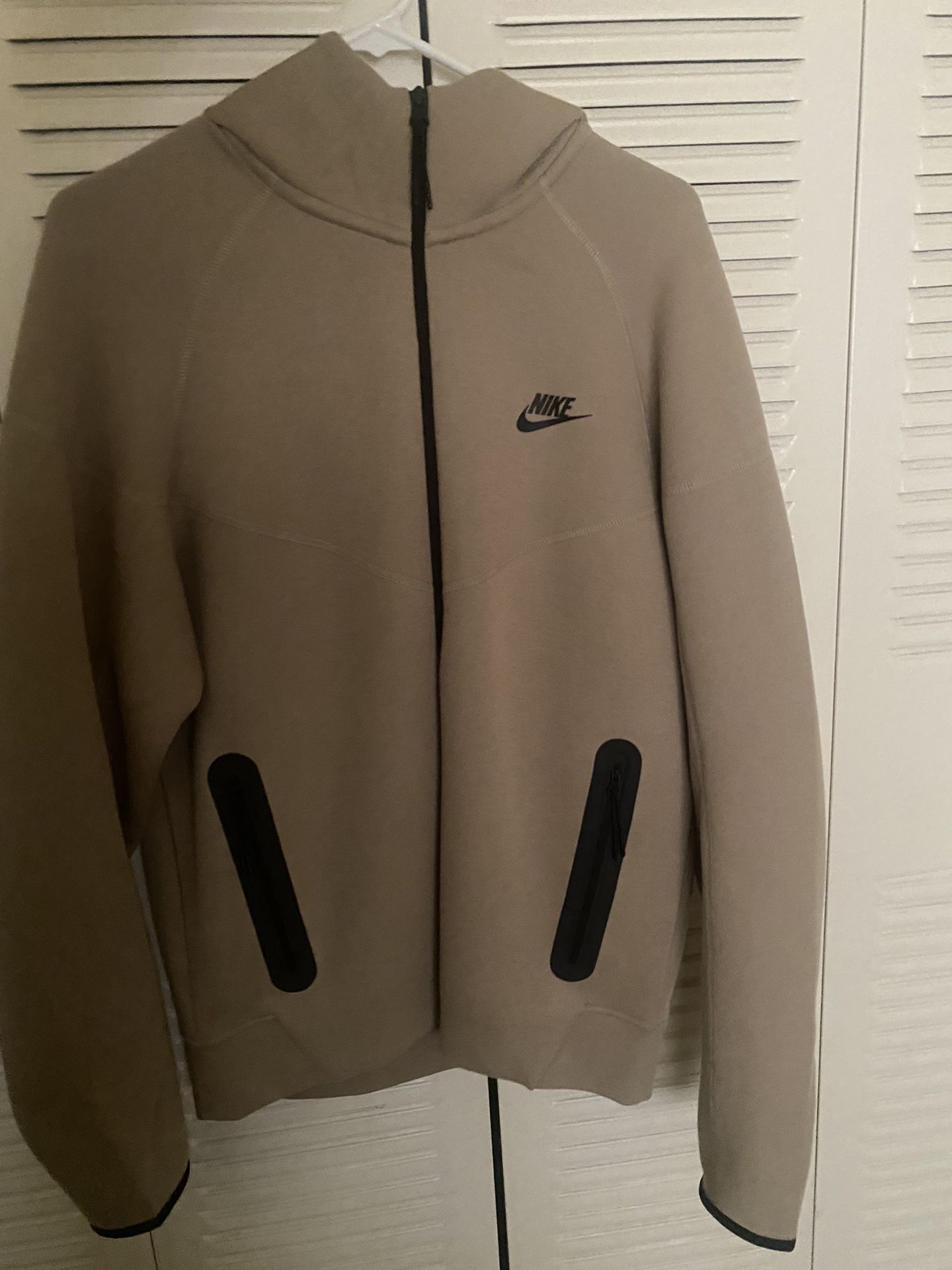 Nike Tech Fleece Zip up Hoodie- Khaki/Black
