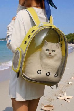New! Space Capsule Pet Carrier Backpack – For Small Cats & Dogs  Clear Breathable Bubble Window | Airline-Approved | Travel & Hiking Carrier | Durable