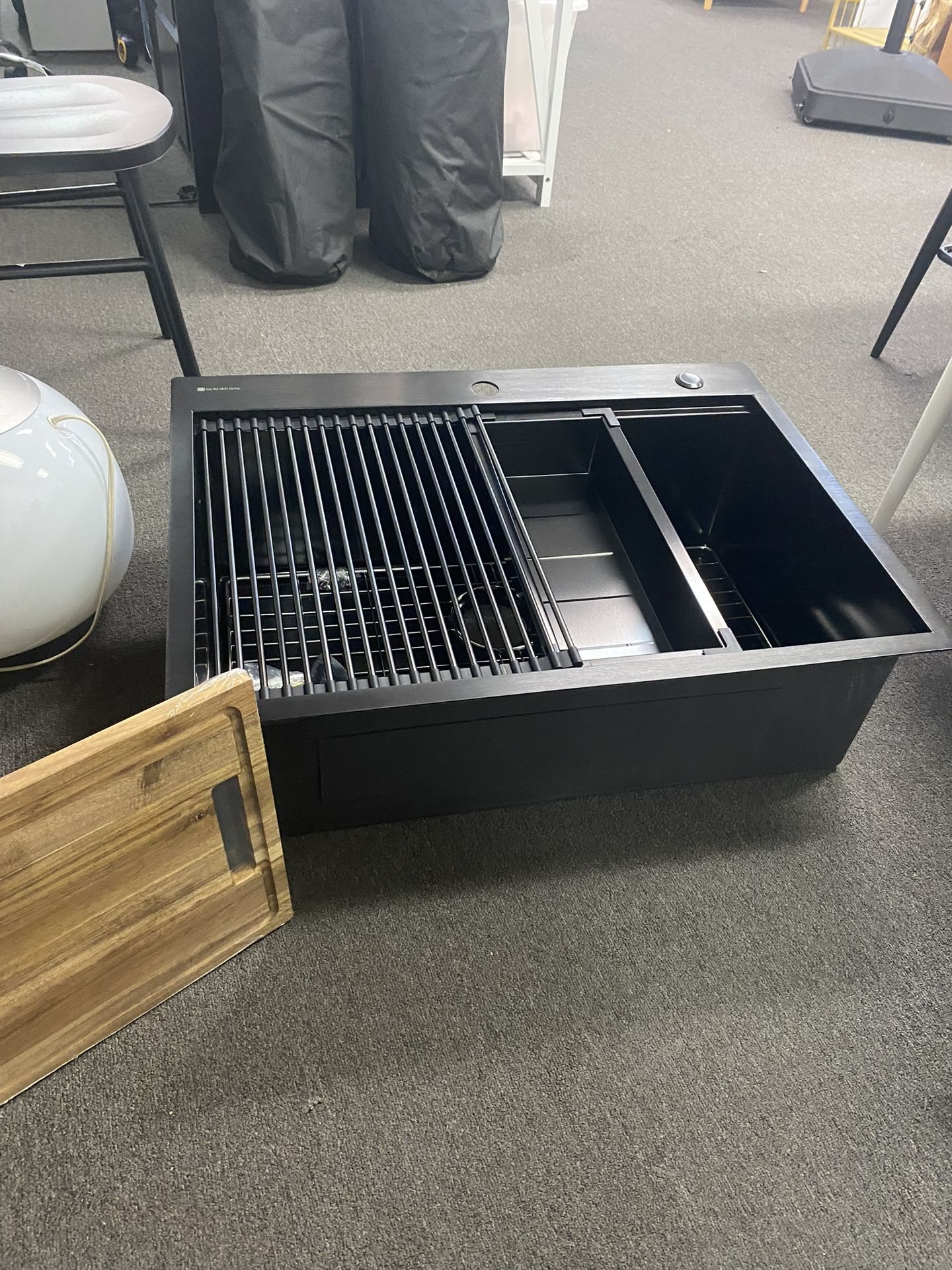 $150.00 New Glacier Bay 30 in. Drop-In Single Bowl Gunmetal Black Stainless Steel Kitchen Sink