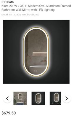ICO Bath
Kiara 20" W x 36" H Modern Oval Aluminum Framed Bathroom Wall Mirror with LED Lighting