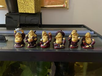 6 Piece Set Of Good Fortune Buddhas. Thumbnail